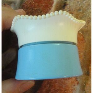 vintage Avon blue milk glass cream container with plastic etched lid EMPTY